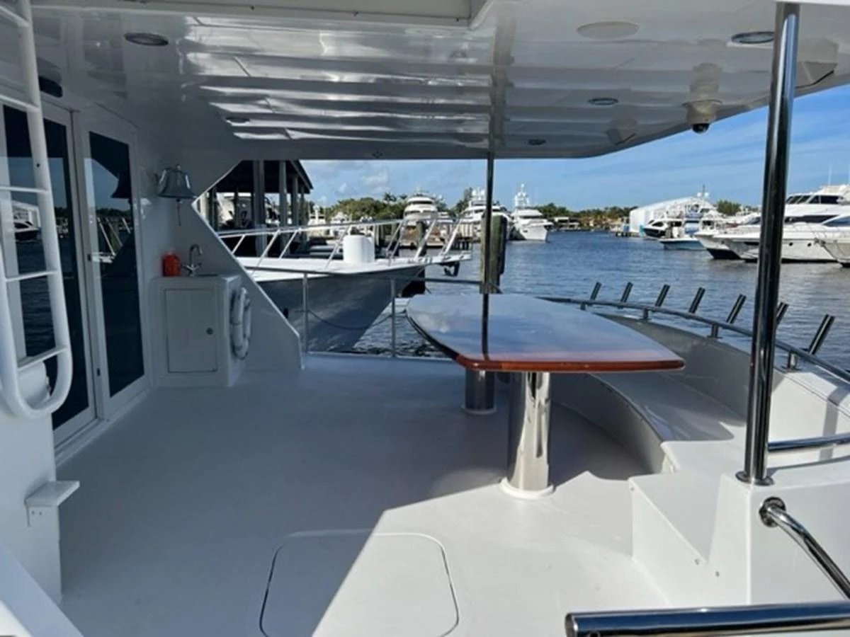 a table on a boat aboard SEAQUEST Yacht for Sale
