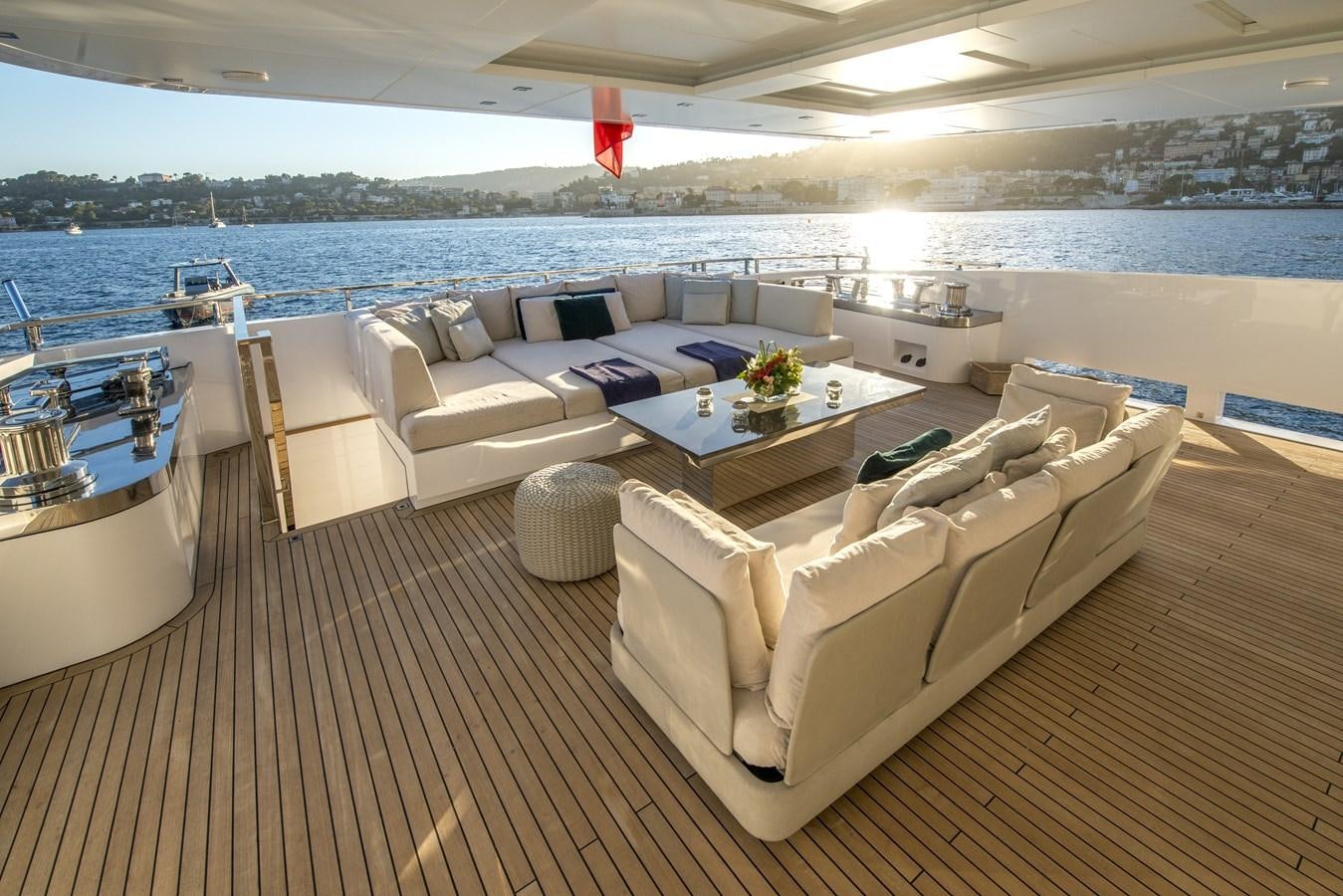 a living room with a large body of water aboard AXIOS Yacht for Sale