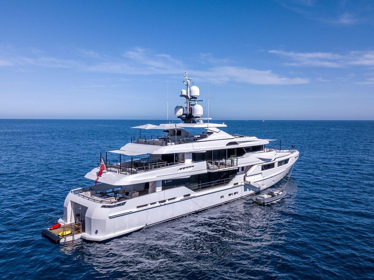 a large white boat in the water aboard AXIOS Yacht for Sale