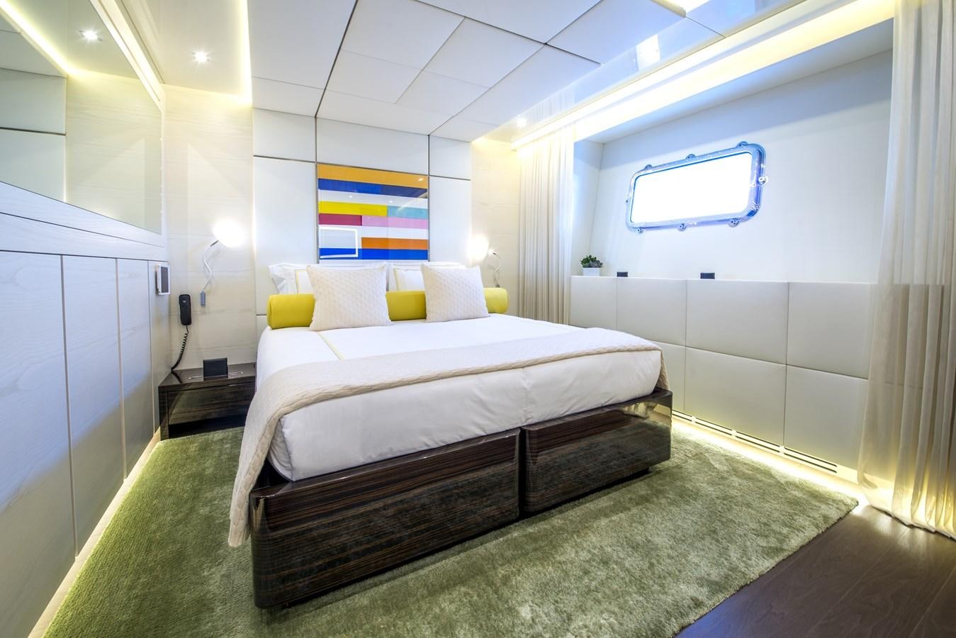 a bed in a room aboard AXIOS Yacht for Sale
