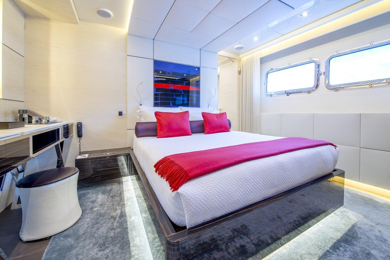 a bed in a room aboard AXIOS Yacht for Sale