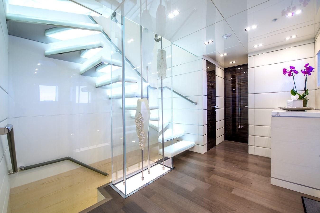 a room with a glass wall aboard AXIOS Yacht for Sale