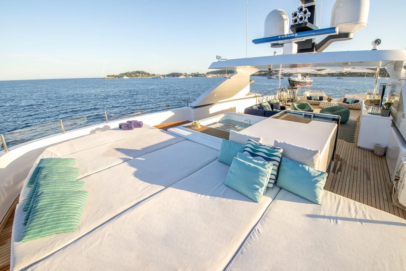 a lounge area on a boat aboard AXIOS Yacht for Sale