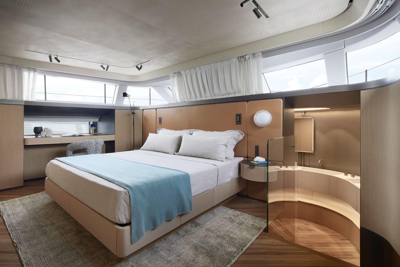 a room with two beds aboard LA BREZZA Yacht for Sale