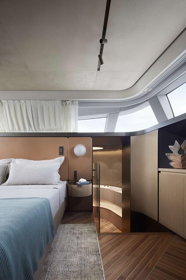 a room with two beds aboard LA BREZZA Yacht for Sale