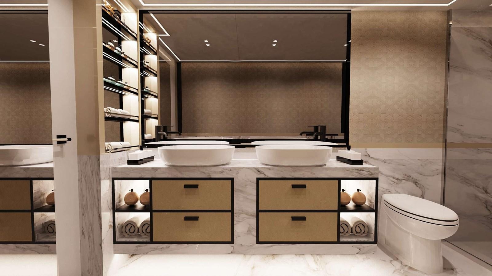 a bathroom with a sink and a toilet aboard IRISH REBEL Yacht for Sale