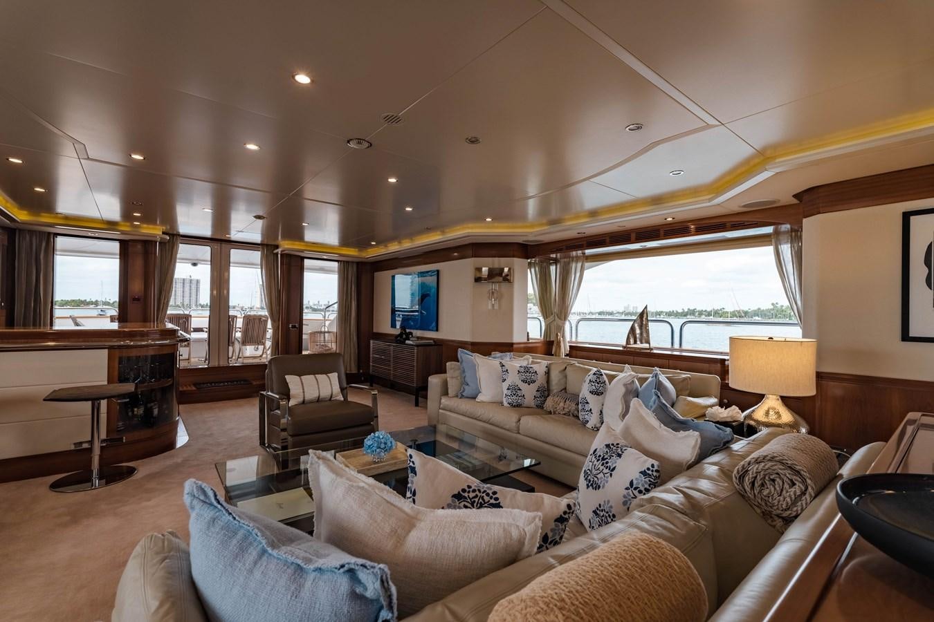 a living room with a large window aboard ALEGRIA Yacht for Sale