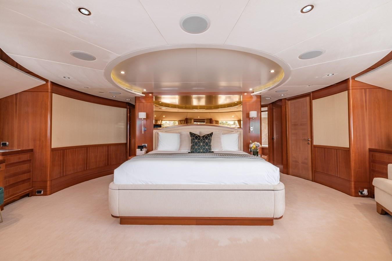 a large bed in a room aboard ALEGRIA Yacht for Sale