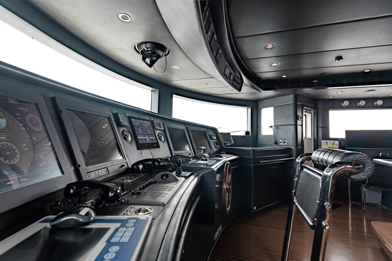 inside of a vehicle with many monitors and screens aboard ALEGRIA Yacht for Sale