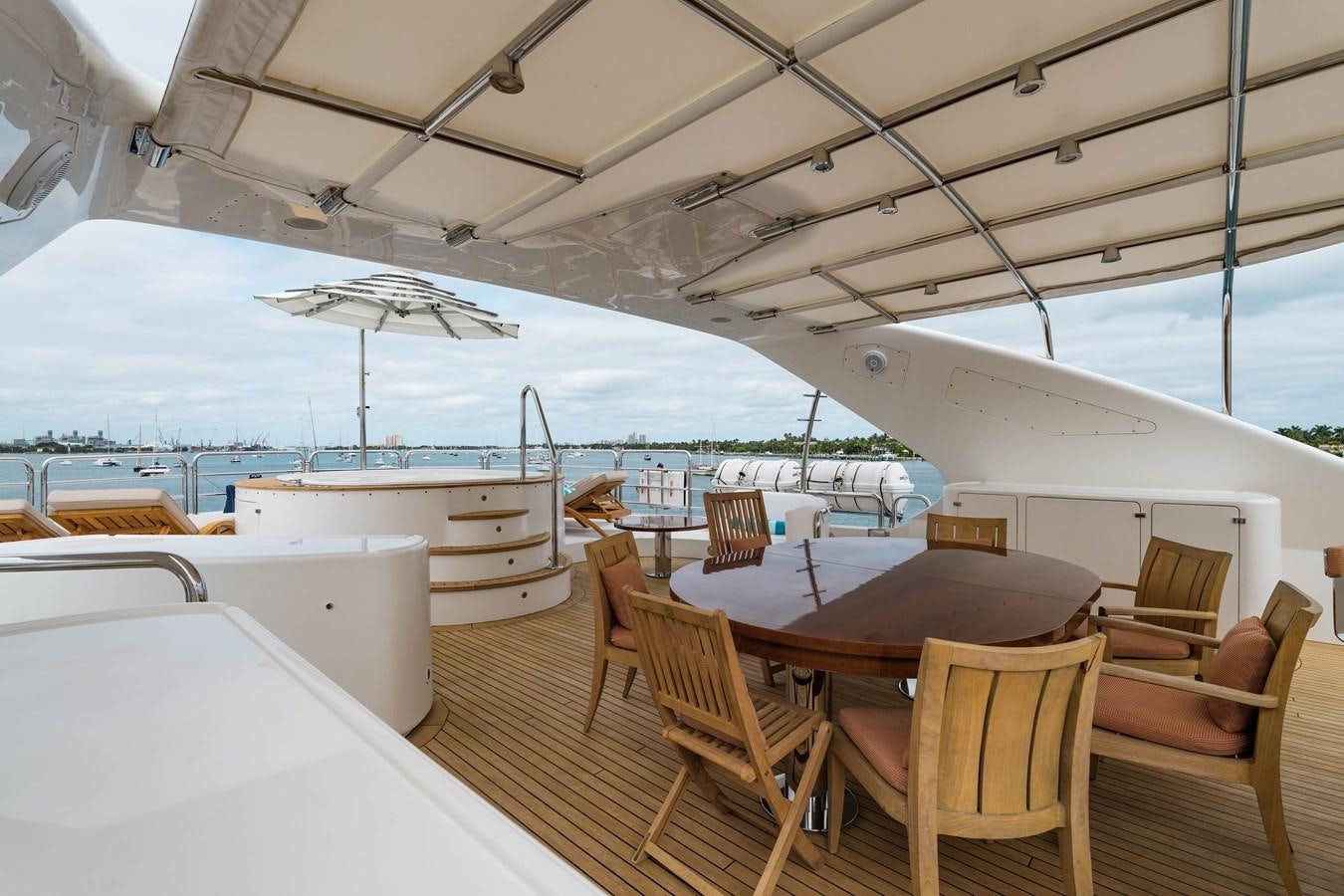 a table and chairs on a boat aboard ALEGRIA Yacht for Sale