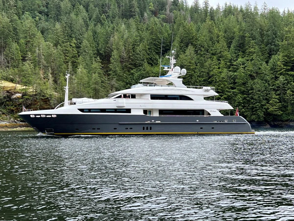 a large boat on the water aboard KOMOKWA Yacht for Charter