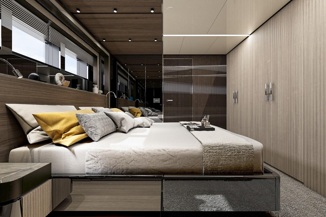 a person lying on a bed aboard AES NB 066 Yacht for Sale