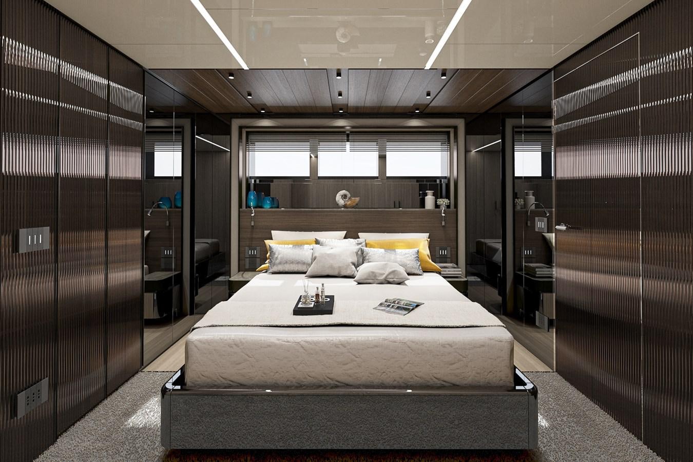 a bed in a room aboard AES NB 066 Yacht for Sale