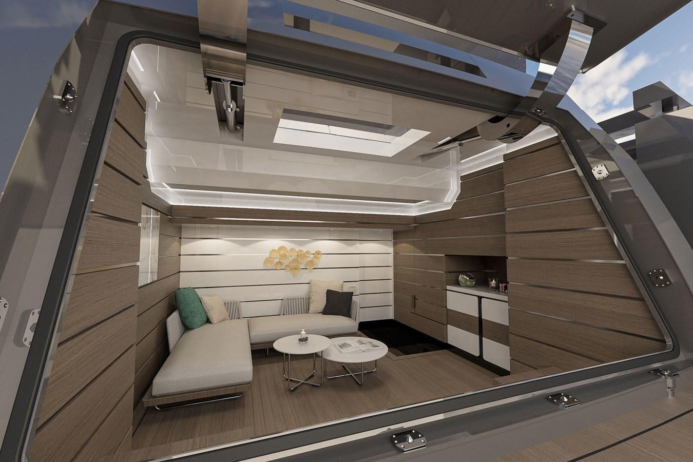 a modern looking living room aboard AES NB 066 Yacht for Sale