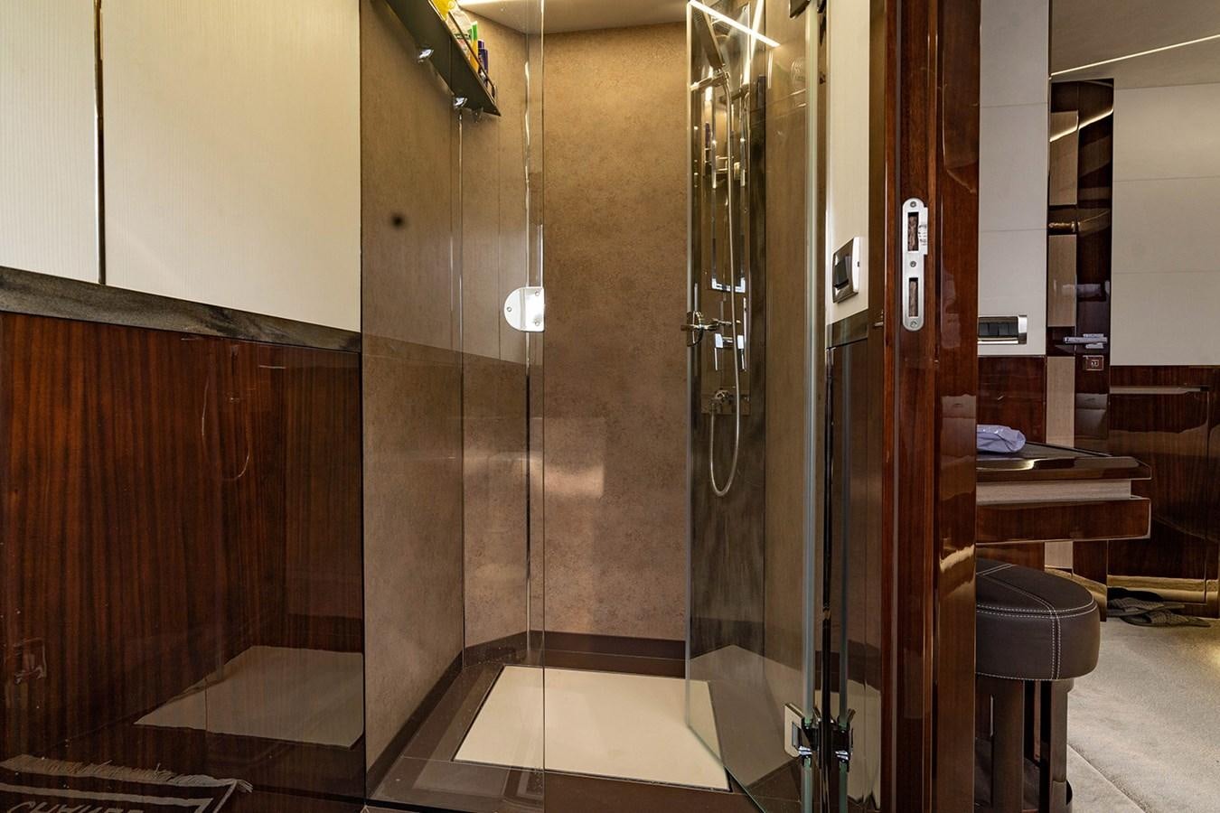 a large shower unit aboard AQUAMARINA Yacht for Sale