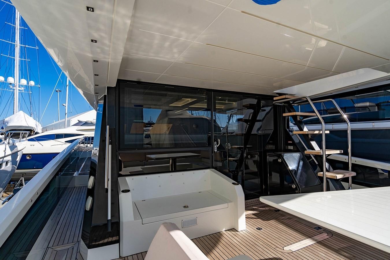 a room with a large glass window aboard AQUAMARINA Yacht for Sale