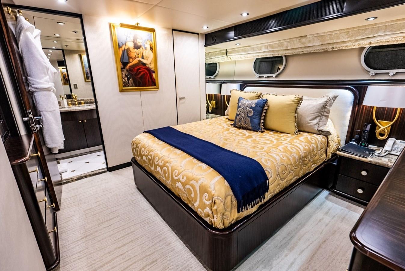 a bed in a room aboard GRADE I Yacht for Charter