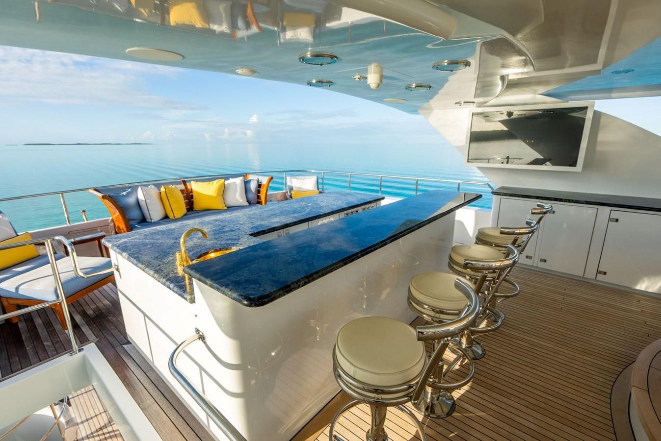 a large blue and white boat aboard GRADE I Yacht for Charter