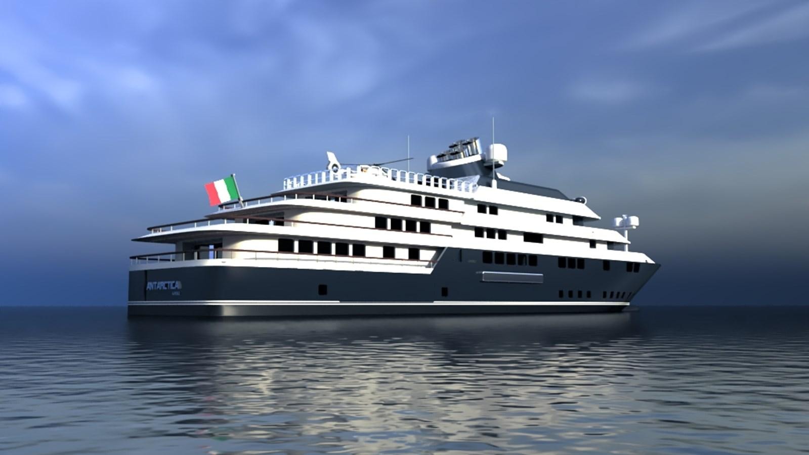 a white yacht on the water aboard ANTARCTICA Yacht for Sale