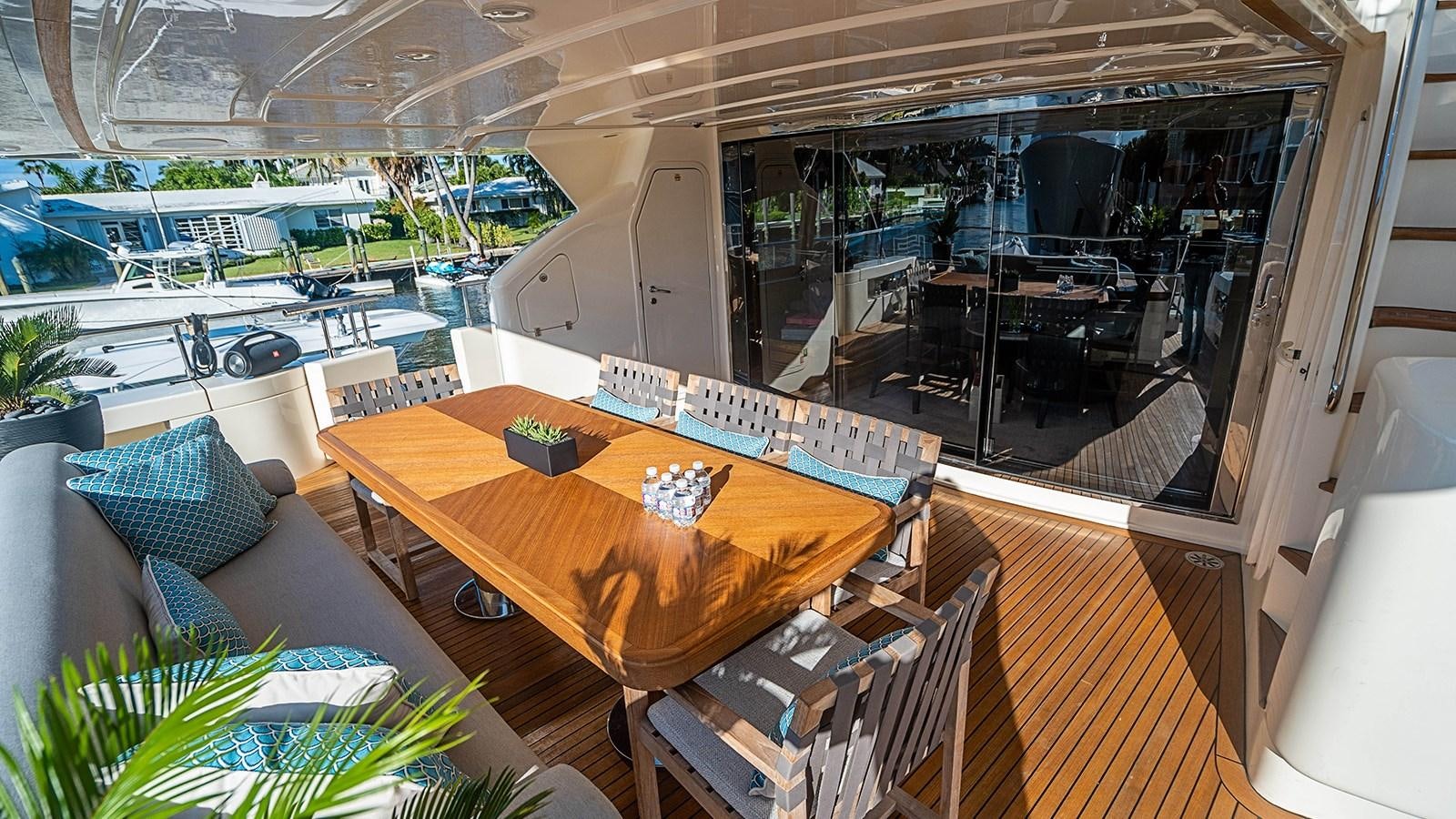 a table and chairs in a room aboard PATRON Yacht for Sale