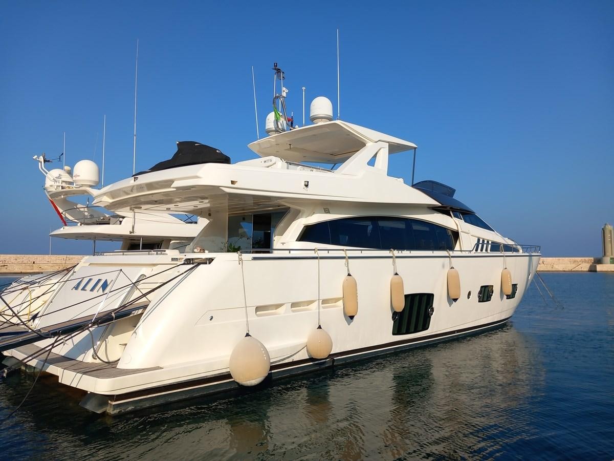 a white yacht in the water aboard ALIN Yacht for Sale