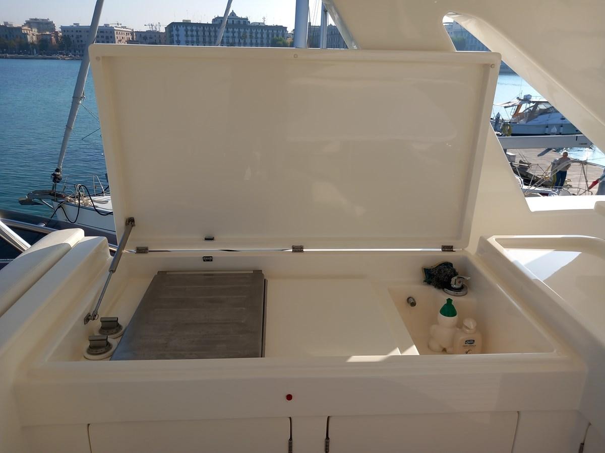 a white boat with a white surface aboard ALIN Yacht for Sale