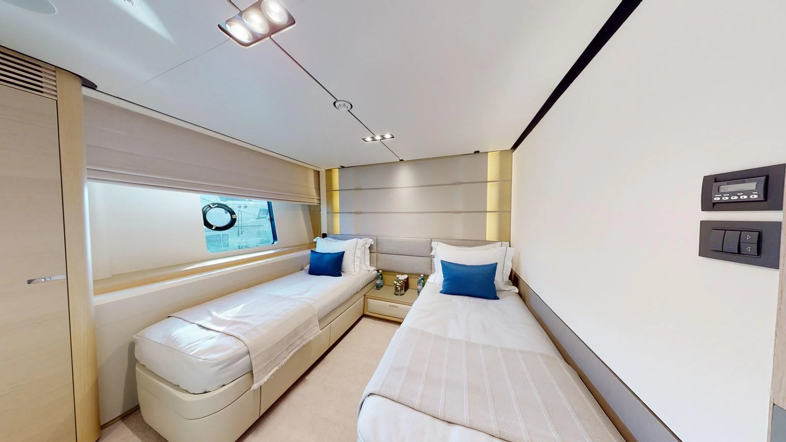 a room with two beds aboard HALLELUJAH Yacht for Charter