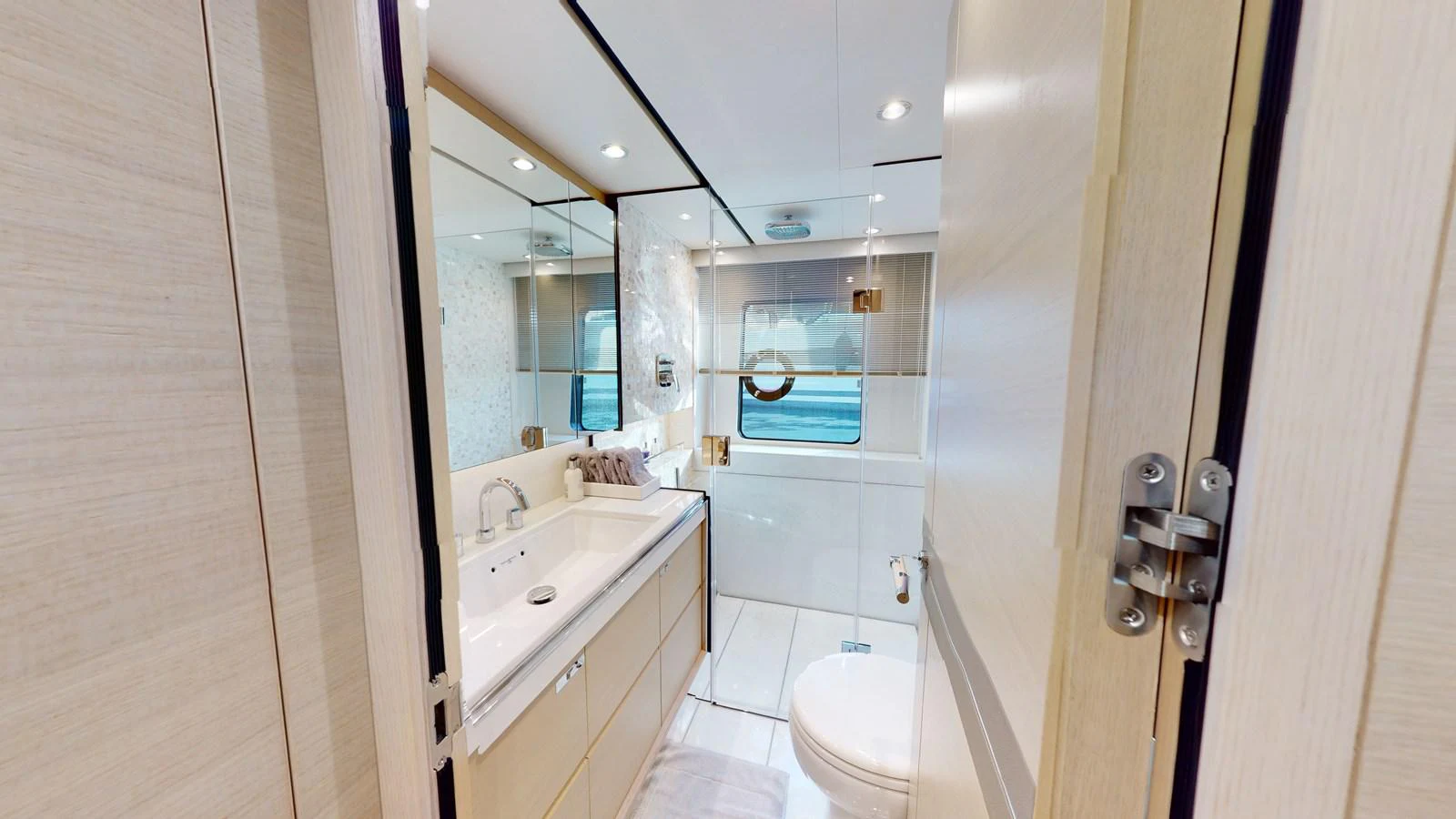 a bathroom with a sink and a toilet aboard HALLELUJAH Yacht for Charter