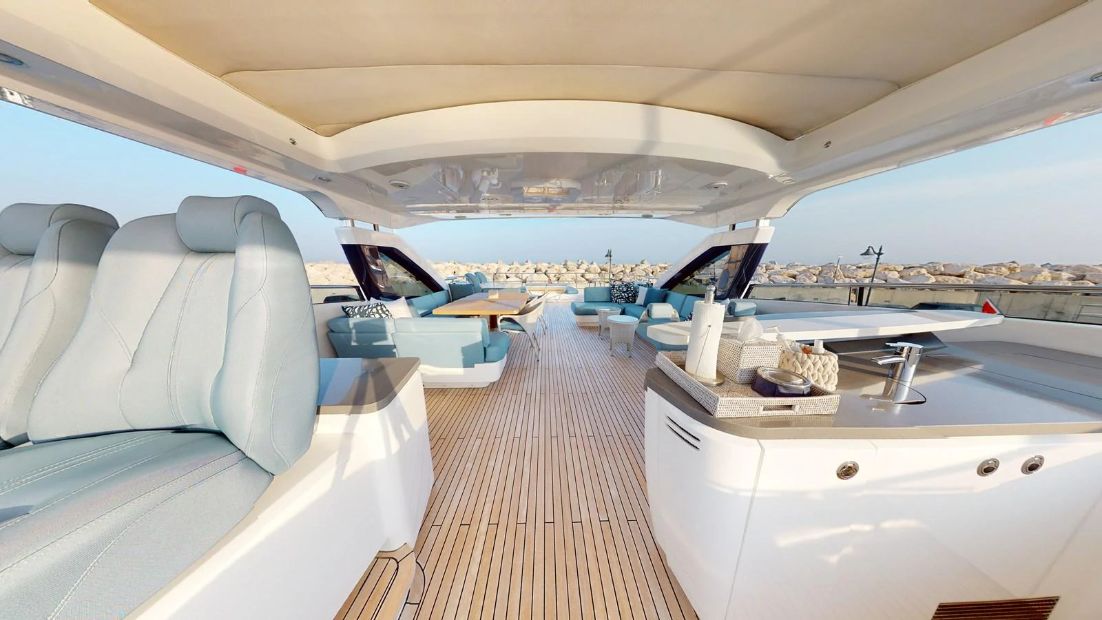 inside of a tent aboard HALLELUJAH Yacht for Charter