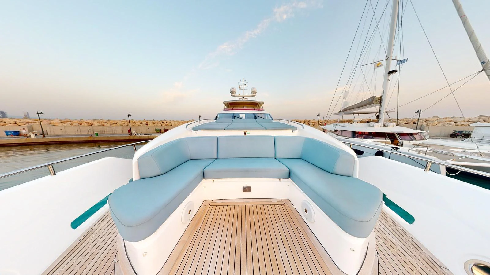 a deck of a boat aboard HALLELUJAH Yacht for Charter