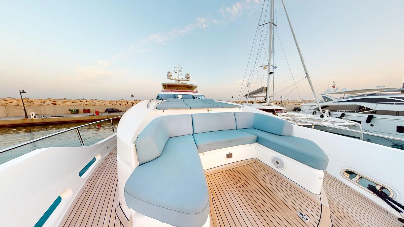 a boat on the water aboard HALLELUJAH Yacht for Charter