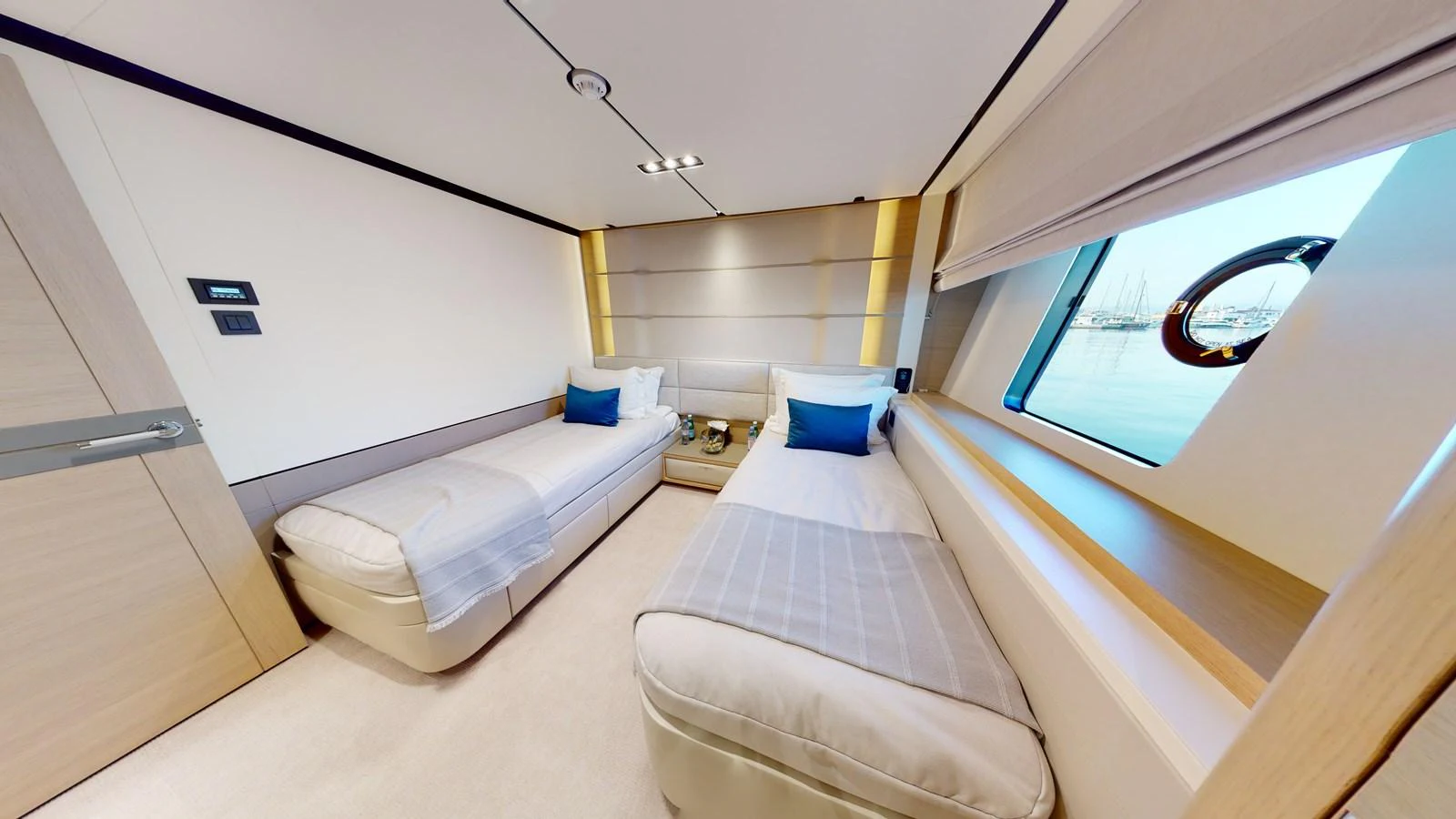 a room with a couple of beds aboard HALLELUJAH Yacht for Charter