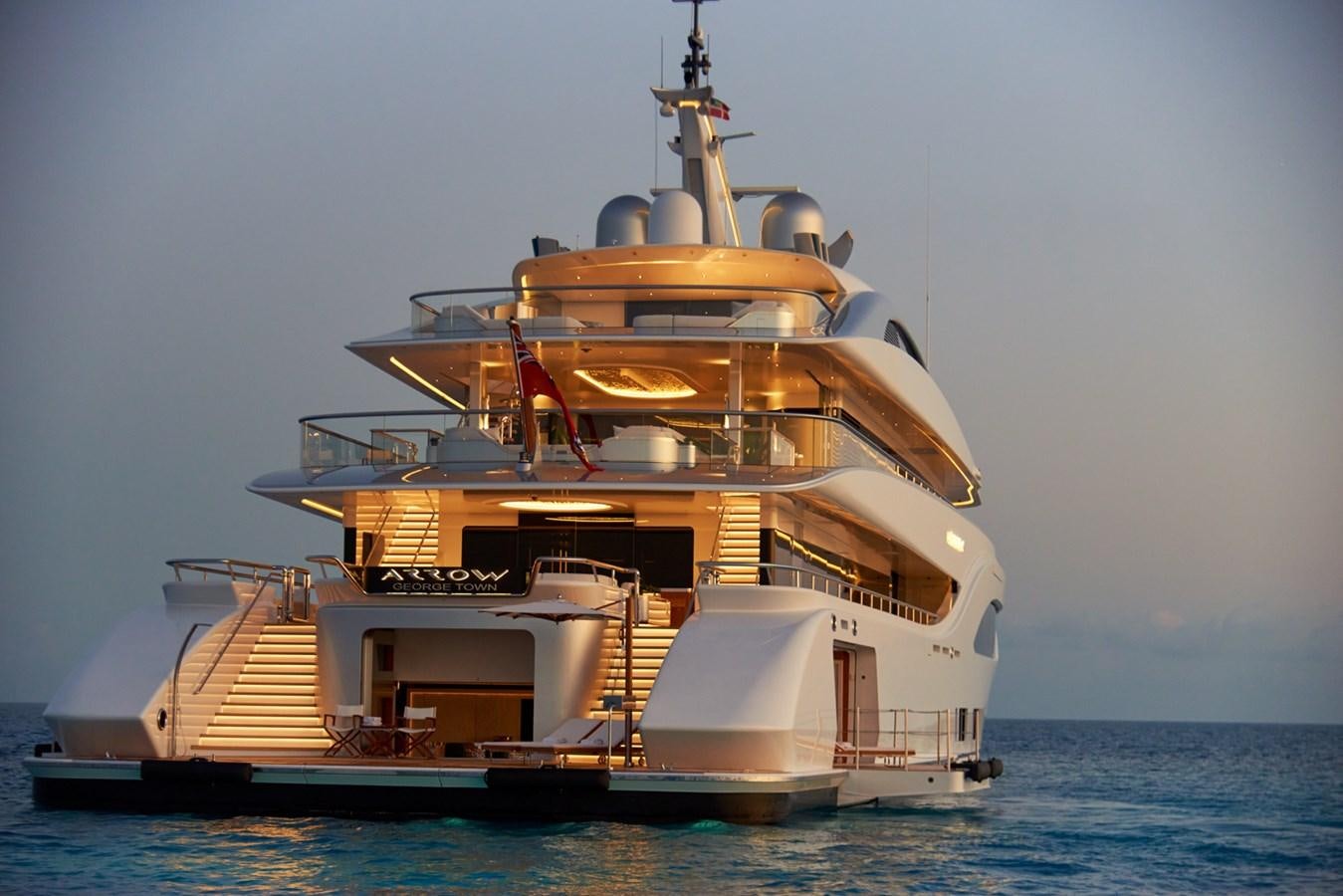 a large ship in the water aboard ARROW Yacht for Sale