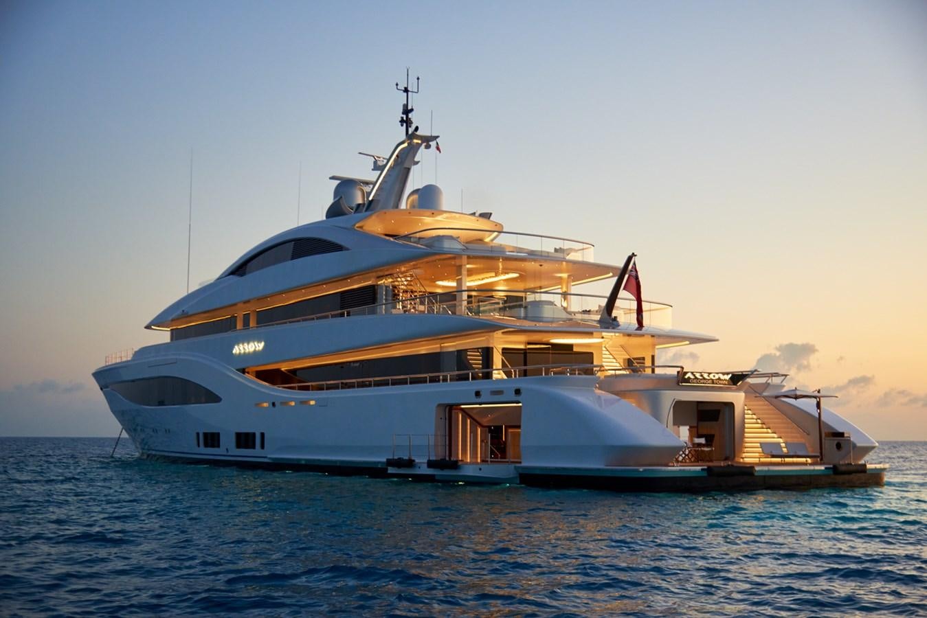a large ship in the water aboard ARROW Yacht for Sale