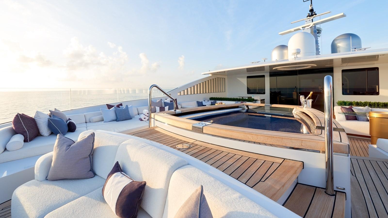 a large boat in a large room aboard ARROW Yacht for Charter
