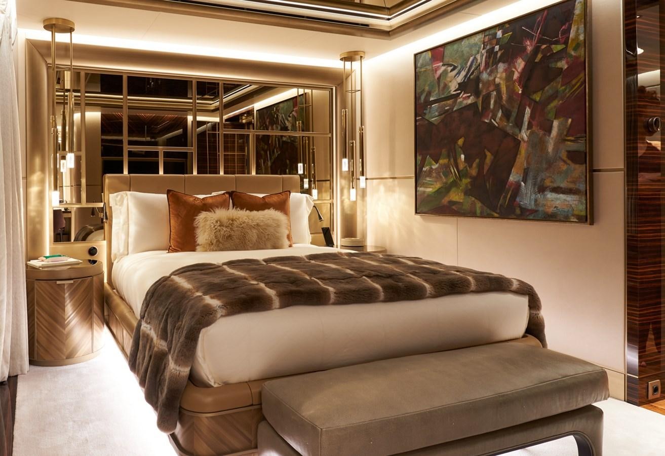 a large living room with a large window aboard ARROW Yacht for Charter