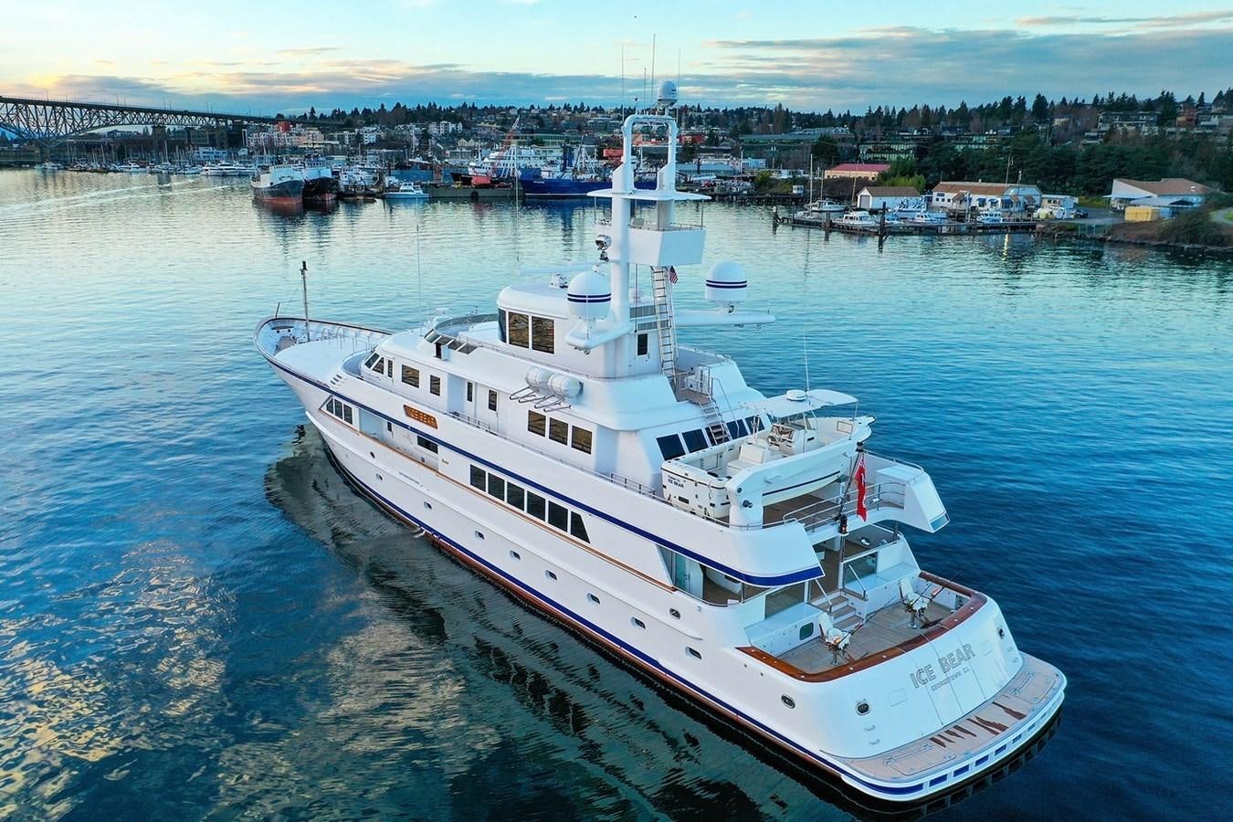 a large white ship in the water aboard ICE BEAR Yacht for Sale