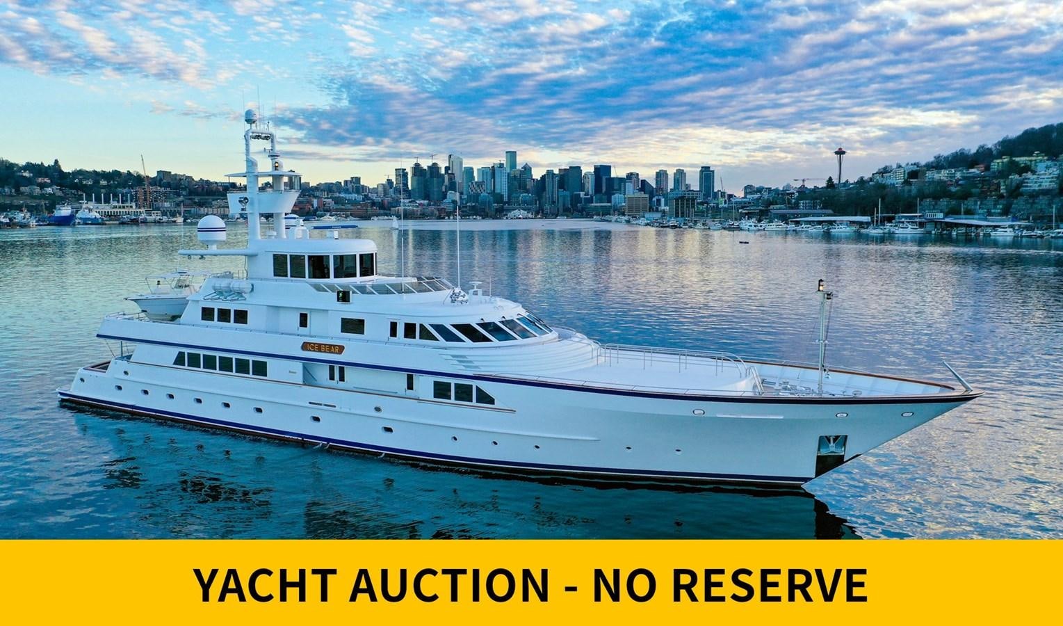 a white yacht in the water aboard ICE BEAR Yacht for Sale