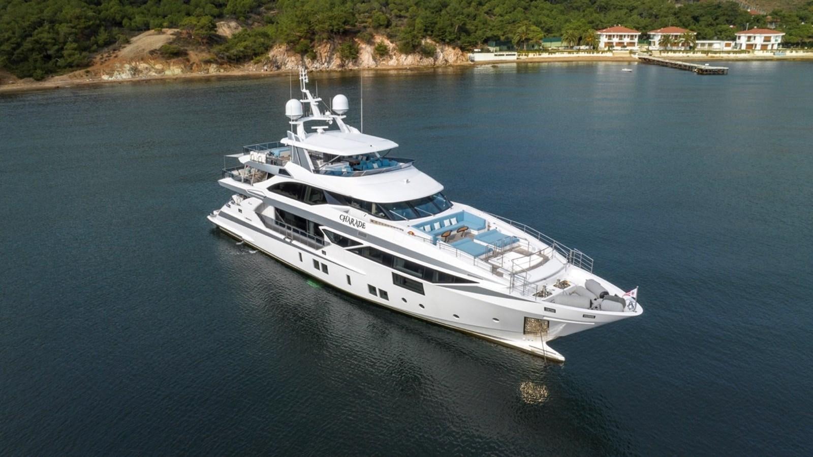 a white boat on water aboard CHARADE Yacht for Sale