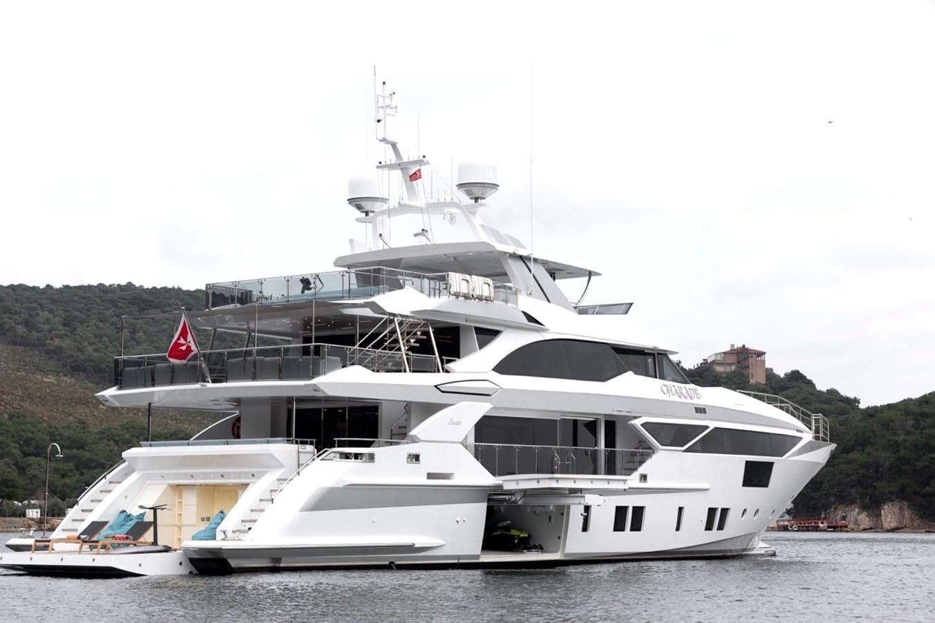 a large white yacht aboard CHARADE Yacht for Sale