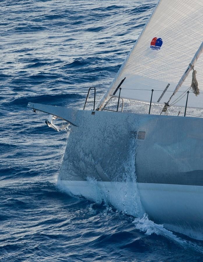a large white submarine in the water aboard AEGIR Yacht for Sale