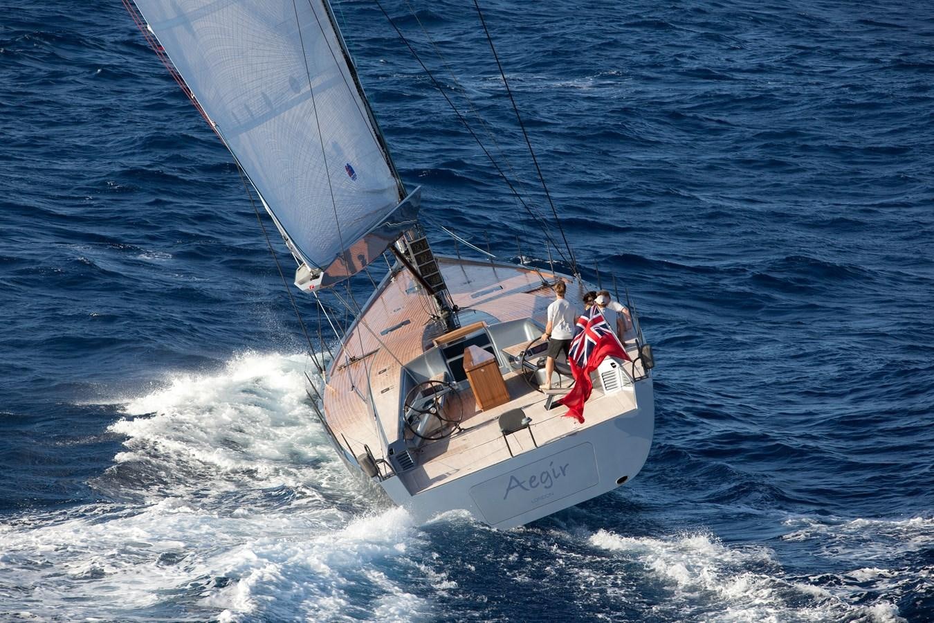 a boat sailing on the sea aboard AEGIR Yacht for Sale