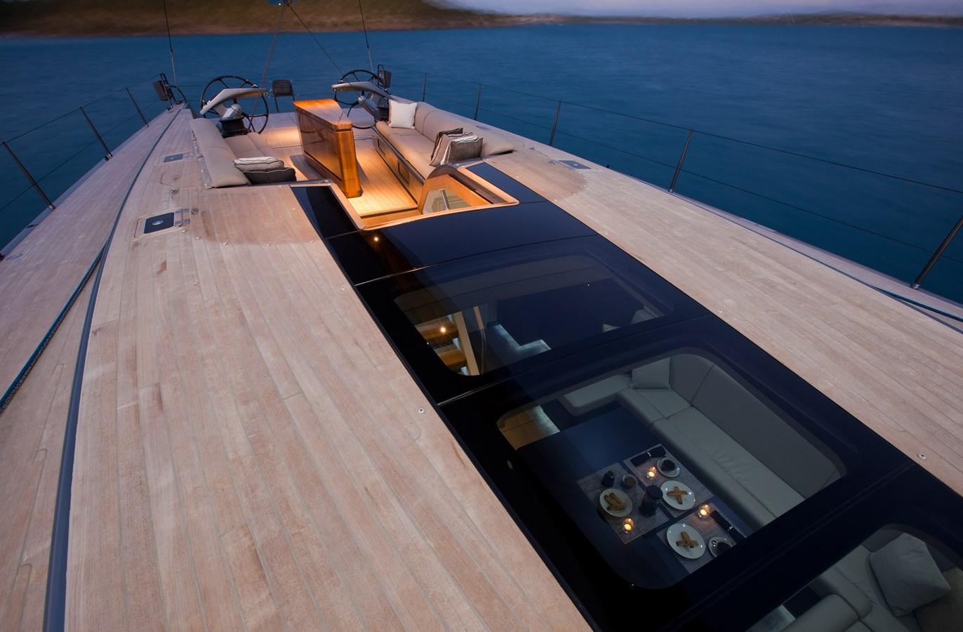 a wooden deck on a boat aboard AEGIR Yacht for Sale