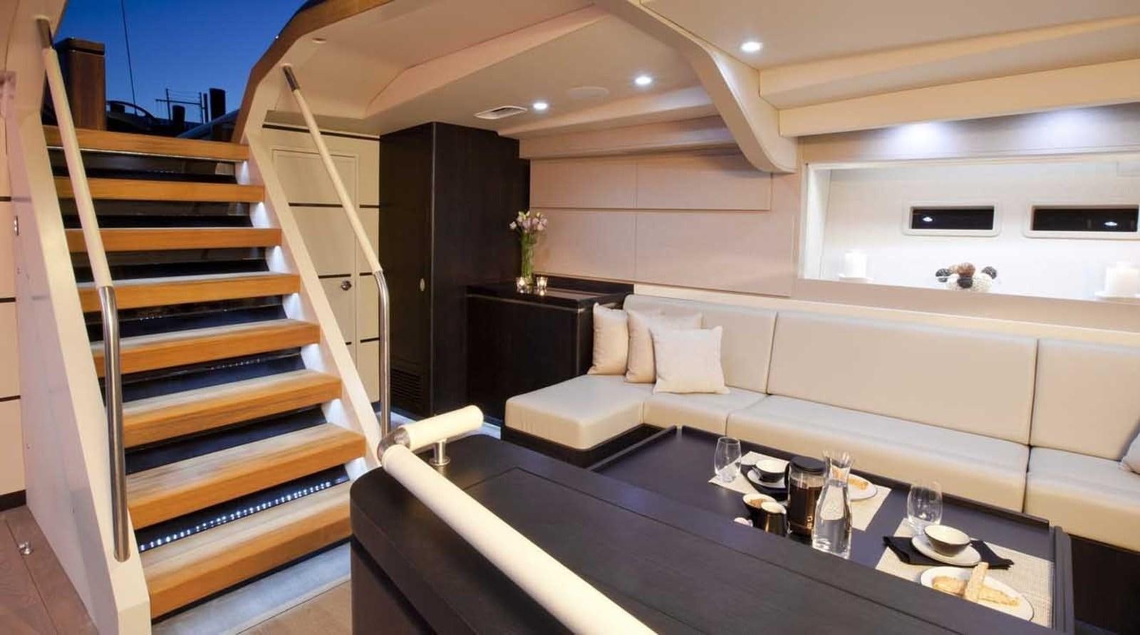 a modern looking living room aboard AEGIR Yacht for Sale