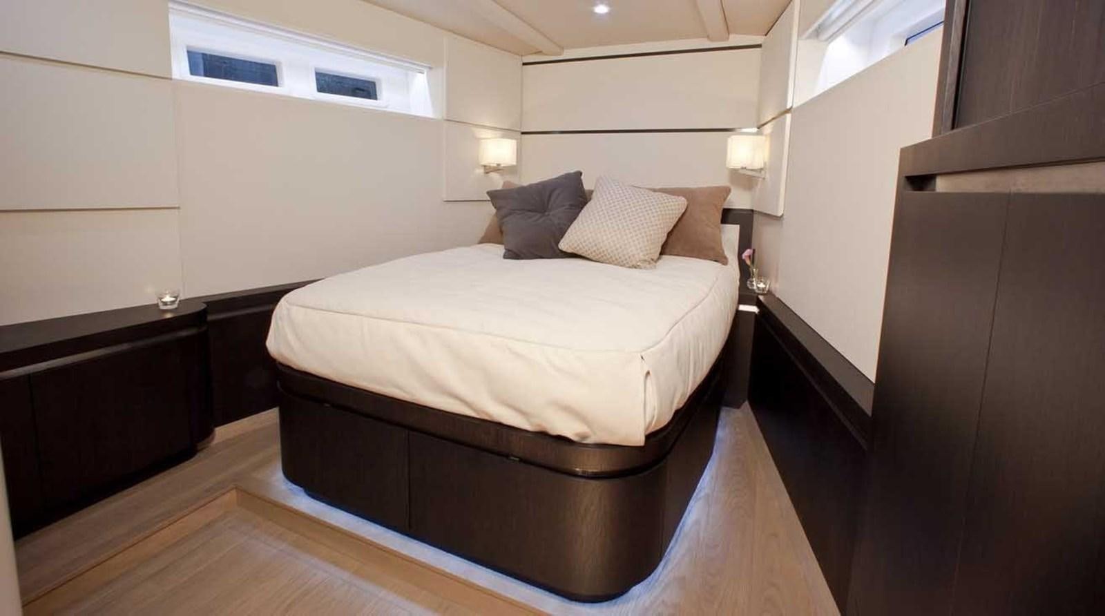 a bed in a room aboard AEGIR Yacht for Sale