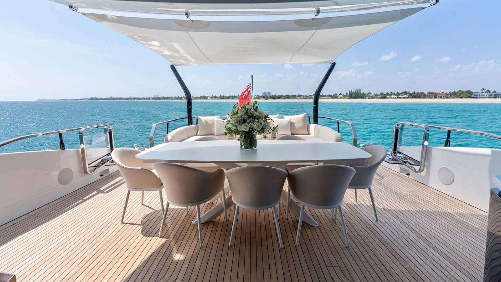 a table on a boat aboard THE WOLF Yacht for Sale