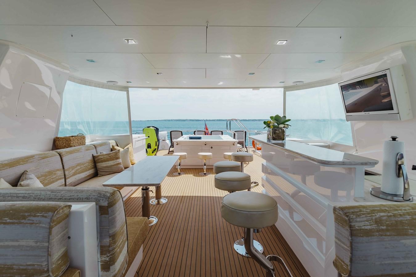 a modern looking living room aboard MIDNIGHT MOON Yacht for Sale