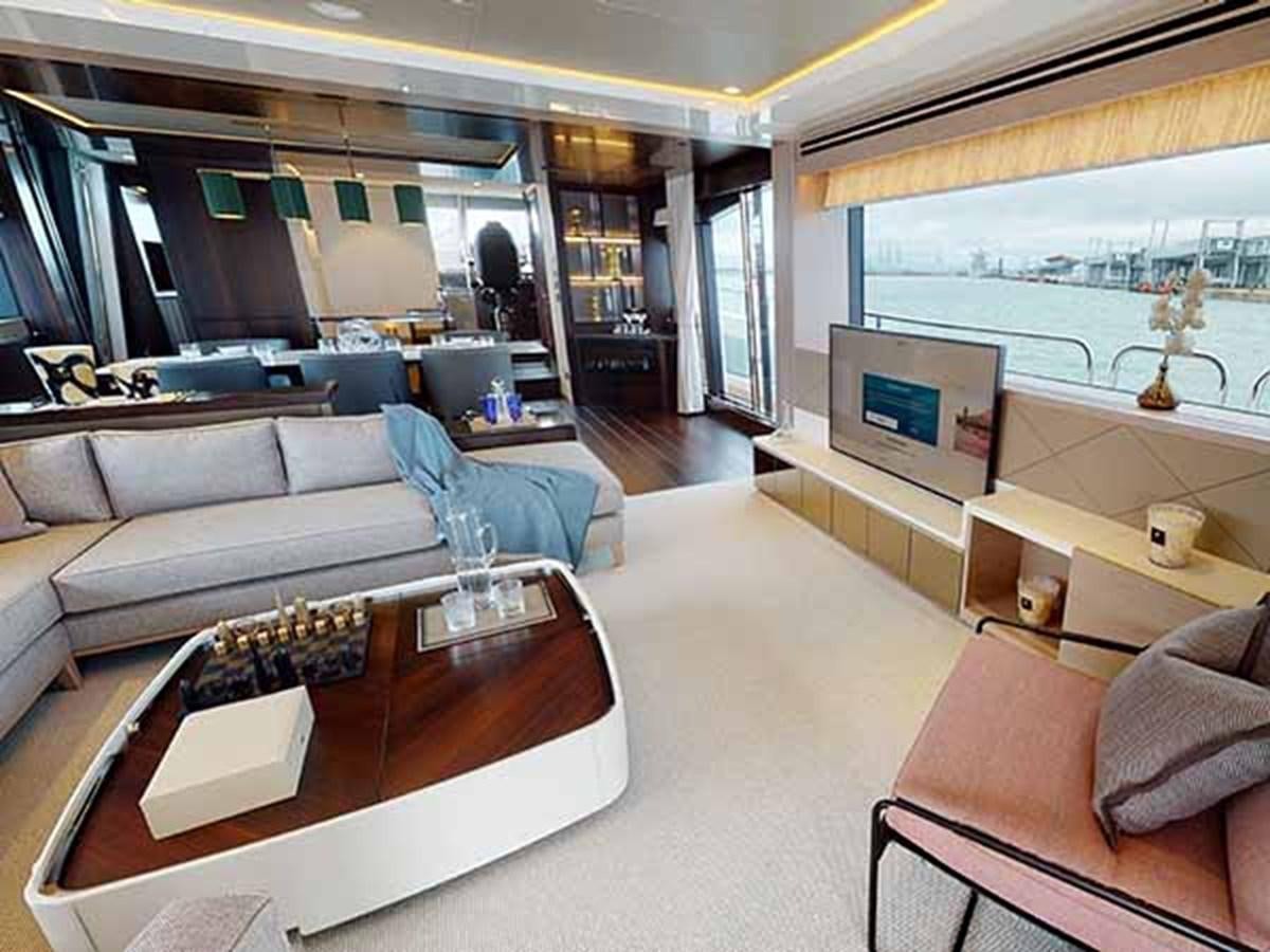 a living room with a large window aboard 88 YACHT - M/Y IP Yacht for Sale
