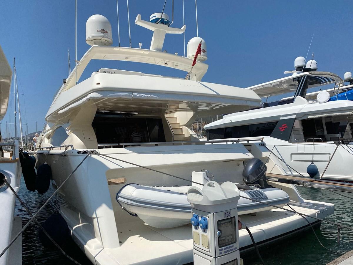 a boat docked at a pier aboard DELMARE Yacht for Sale