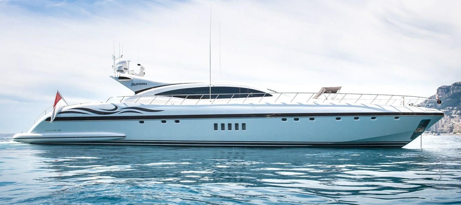 a white yacht in the water aboard BLOOMS Yacht for Sale
